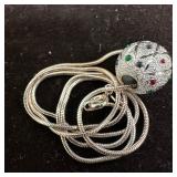 Sterling Silver Blue Red Green Enamel Dots Ball Ne