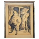 Framed Charcoal Mustached Man Print