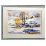 Framed Original Watercolor On Paper Trees (F52)