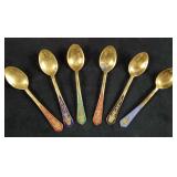 Vintage Siam Brass Demitasse 6 Piece Spoon Set