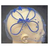 Vintage Royal Blue Headband With Veil