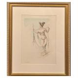 Vintage Framed Color Etching Alexandre Jean Louis