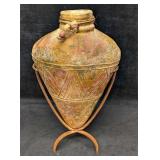 Vintage Amphora Pottery Vase With Metal Stand