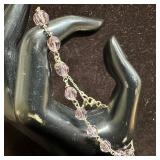 Pink Purple Hue Faceted Glass Beads Sterling Silve