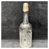 Engraved Glass Decanter with Hawkes Sterling Silve