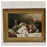 P. Whitford 1906 Oil Painting on Canvas Framed Flo