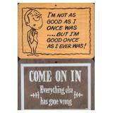 Two Vintage Wooden Novelty Signs Man Cave