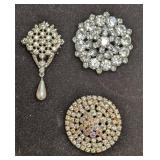 Vintage Unmarked Silver Tone Rhinestones AB Crysta