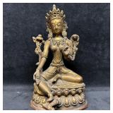 Cast Bronze Tibetan Buddhist Green Tara Style Seat