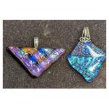 Vintage Signed Colorful Hand Made Dichroic Glass P