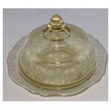Vintage Federal Glass Patrician Amber Round Butter