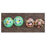 2 Murano Venetian Art Glass Lamp Work Round Earrin