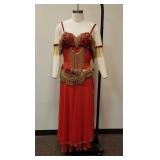 Red Beaded Belly Dancing Complete Outfit Costume