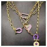 Melania Clara Purple and Gold Chain Assorted Neckl