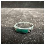 Malachite Green Gemstone Inlay Sterling Silver Fin