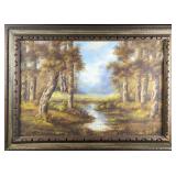 JB Framed Forest River Original Acrylic on Canvas