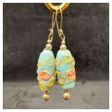 Murano Venetian Art Glass Lamp Work Light Blue Flo