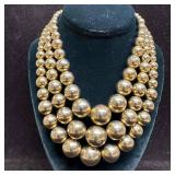 Graduated Beaded Style Gold Toned Coro Necklace