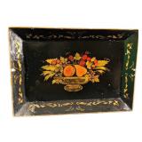 Vintage Hand Painted Tin Serving Tray Fruit Bowl