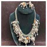 Silver Plated Chunky Bead Stone Textured Fluted De