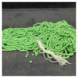 Small Green Bead Strands and Loose Pieces Costume