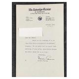 Signed Norman Cousins Saturday Review Letter