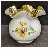 Vintage Bel Terr China Bud Vase With 22kt Gold Gil
