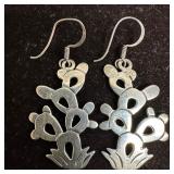 Cactus Succulent Plant Sterling 925 Dangle Earring