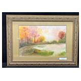 Framed Original Watercolor "Pennsylvania Autumn" B