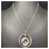 Sterling Silver Faceted Glass Bead Pendant Necklac