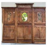 Antique Indonesian Teak Wood Three Panel Privacy S