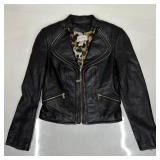 Cache Genuine Leather Moto Jacket with Leopard Pri