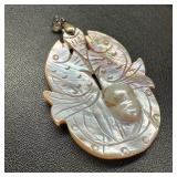 Hand-Carved Blister Pearl Pendant - Fish
