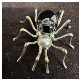 Evelyn Spencer Black Onyx Spider Arachnid Pin Broo