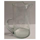 Vintage Glass Etched Floral Pitcher