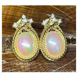 Nolan Miller Faux Pearl Rhinestone Gold Tone Clip