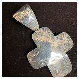 925 Mexico Sterling Silver Cross Etched Religious