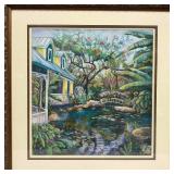 Jane Bazinet Signed Original Pastel Tropical House