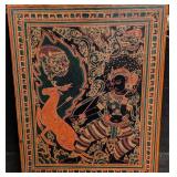 Vintage Burmese Engraved Lacquer Hunter Panel