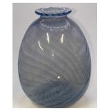 Vintage Glass Blue Optic Swirl Vase