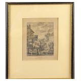 Framed Night Engraving By T. Cook After W. Hogarth