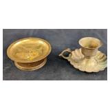 Vintage Brass Candlestick & Candle Holders