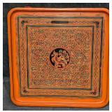 Vintage Burmese Red & Black Lacquer Serving Tray