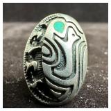 Unsigned Native Style Green Turquoise Sterling Sil