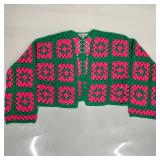 Davi and Dani Crochet Granny Square Cardigan Pink