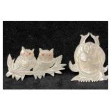 Vintage Mother Of Pearl Hand Carved Brooches Buddh