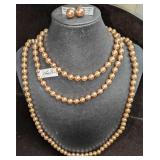 2 Linda Dano Long Faux Pearl Necklaces And Earring