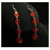 Sterling Amber Dangle Earrings