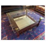 Large Custom Wood Coffee Table With Glass Top
