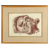 Framed LE Lithograph Print Tiger Cub